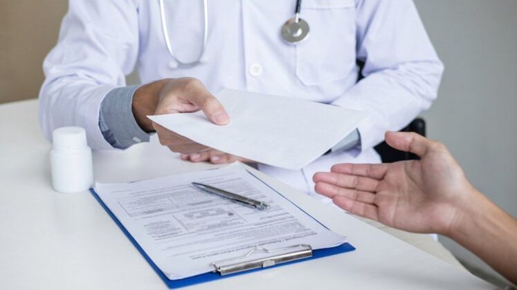 the doctor prescribes treatment for parasites